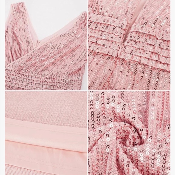 KATE KASIN - SLEEVELESS SEQUIN MAXI EVENING GOWN IN PINK - Picture 6 of 7